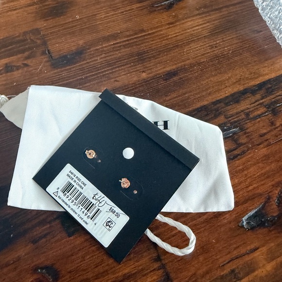 Coach Rose Gold Button Earrings with Dusty NWT - Picture 3 of 4